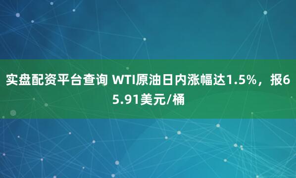 实盘配资平台查询 WTI原油日内涨幅达1.5%，报65.91美元/桶