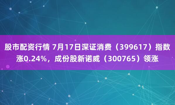 股市配资行情 7月17日深证消费（399617）指数涨0.24%，成份股新诺威（300765）领涨