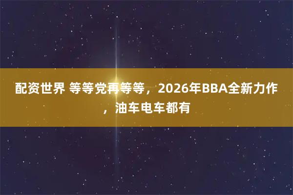配资世界 等等党再等等，2026年BBA全新力作，油车电车都有
